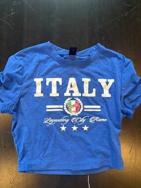 SHEIN Blue 'Italy' Graphic Tee with Rome Crest
